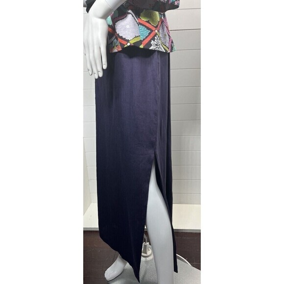 Lafayette 148 New York Maxi Skirt Side Slit 100% Linen Purple New Beachy - Picture 2 of 12